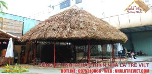 Thi công chòi lá dừa hình nón resort Nha Trang 1