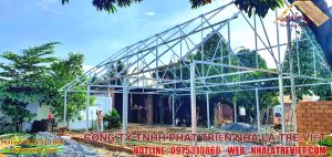 Thi công nhà mái lá dài khung sắt Cù Lao Biên Hòa 31